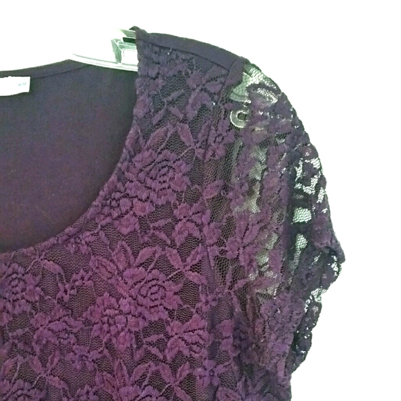 Ricki's Lace Purple T-Shirt Blouse Style M - Picture 3 of 8